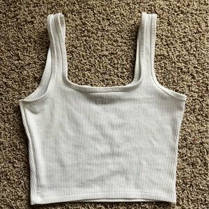 Hollister White Ribbed Tank Top